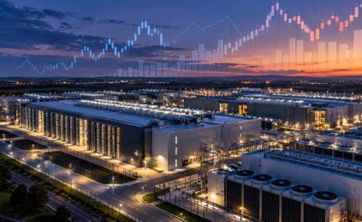 AI data centers and financial investment growth illustration